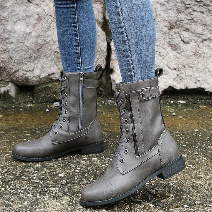Nathalie | Bottines à Lacets et Zip Latéral