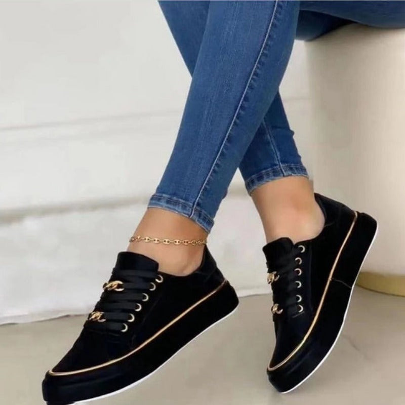 Charlotte | Baskets Chic à Détail Doré