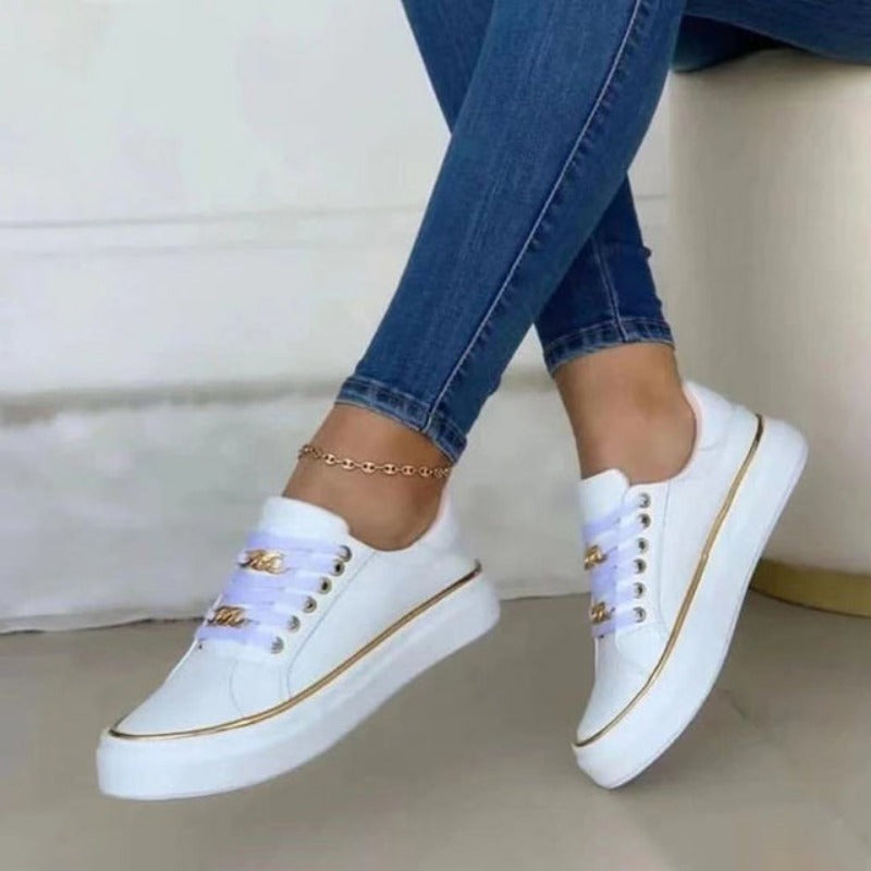 Charlotte | Baskets Chic à Détail Doré