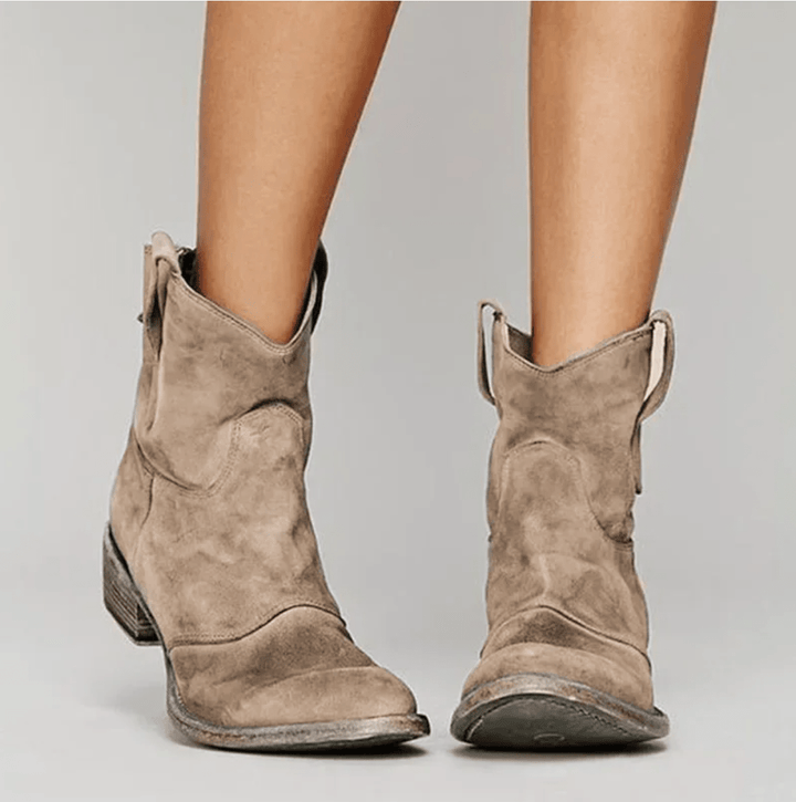 Delphine | Bottines en Suédine à Zip Latéral