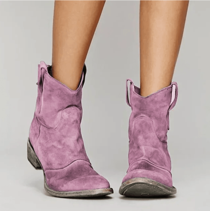 Delphine | Bottines en Suédine à Zip Latéral