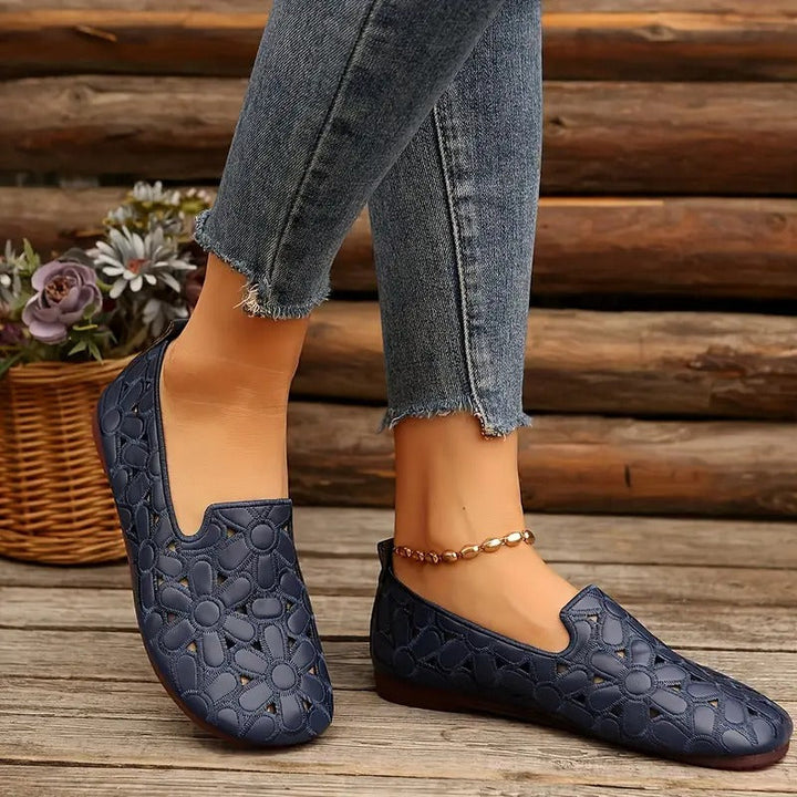 Florence | Mocassins Ajourés à Fleurs Brodées