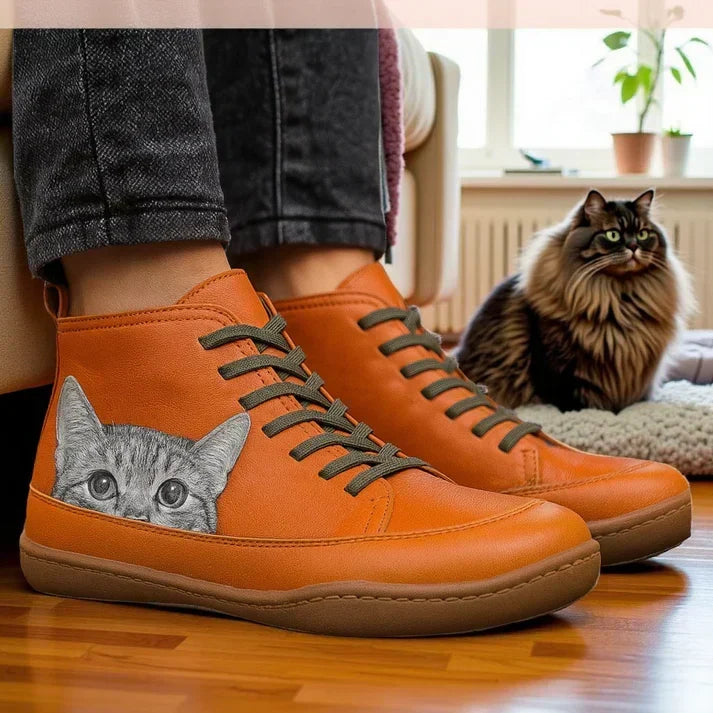 Mirabelle | Bottines Orthopédiques à Motif Chat