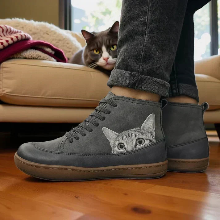 Mirabelle | Bottines Orthopédiques à Motif Chat