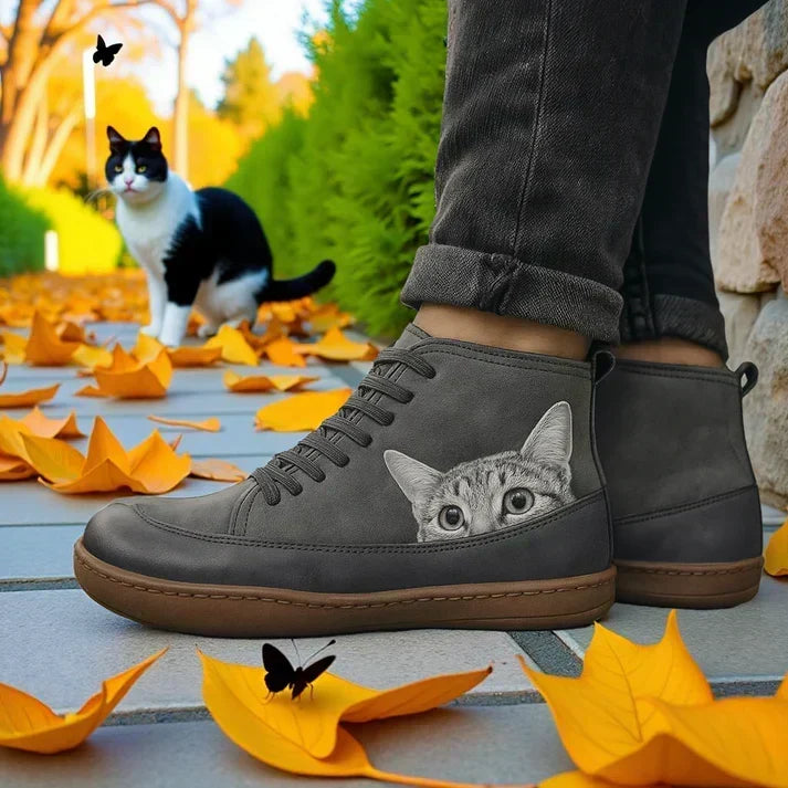 Mirabelle | Bottines Orthopédiques à Motif Chat