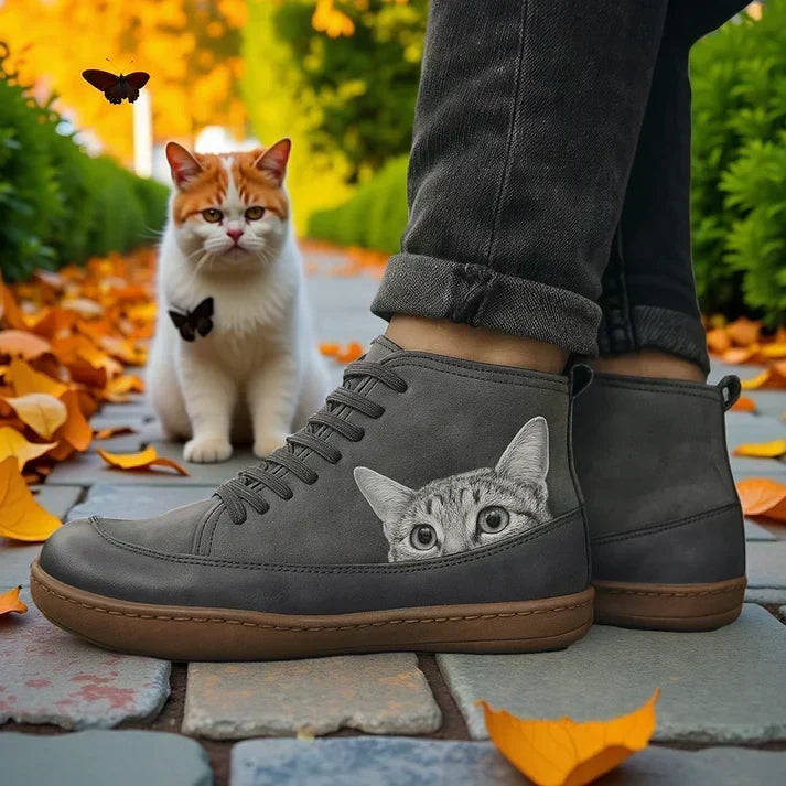 Mirabelle | Bottines Orthopédiques à Motif Chat
