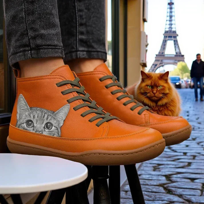 Mirabelle | Bottines Orthopédiques à Motif Chat